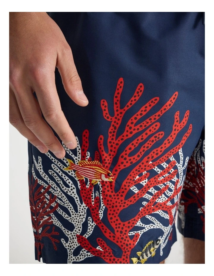 Against The Coral Swim Short in Navy Multi image 4