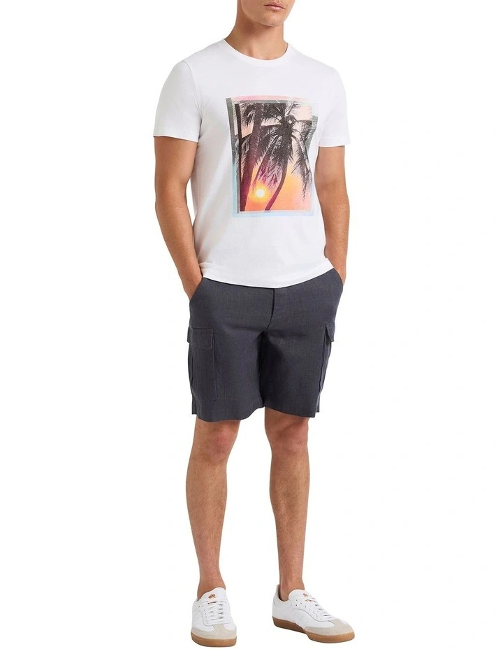 Lenny Linen Cargo Short in Graphite image 1