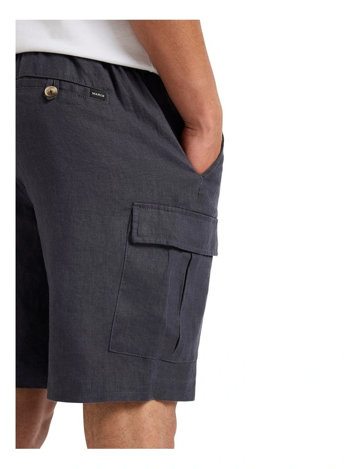 Lenny Linen Cargo Short in Graphite image 3