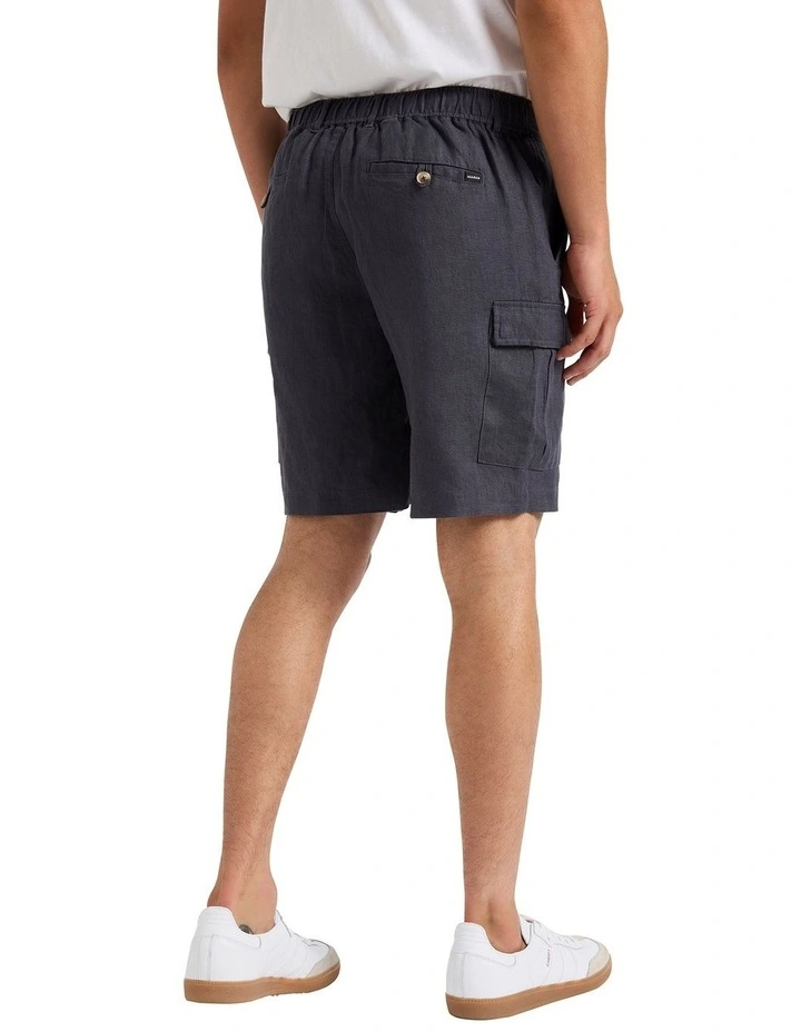 Lenny Linen Cargo Short in Graphite image 4