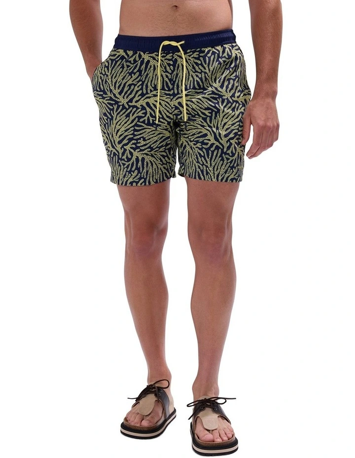 Once And Coral Swim Short in Navy Multi image 2