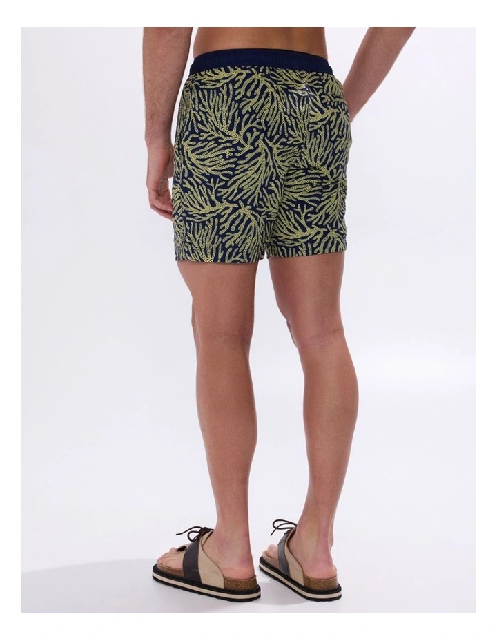 Once And Coral Swim Short in Navy Multi image 3