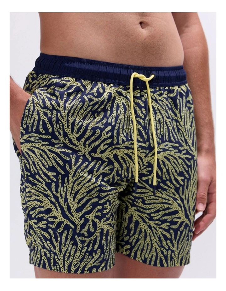 Once And Coral Swim Short in Navy Multi image 4