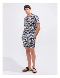 Rush Rush Geo Swim Short in Ink Multi