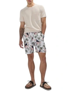 Tropical Thunder Linen Short in Ivory Multi