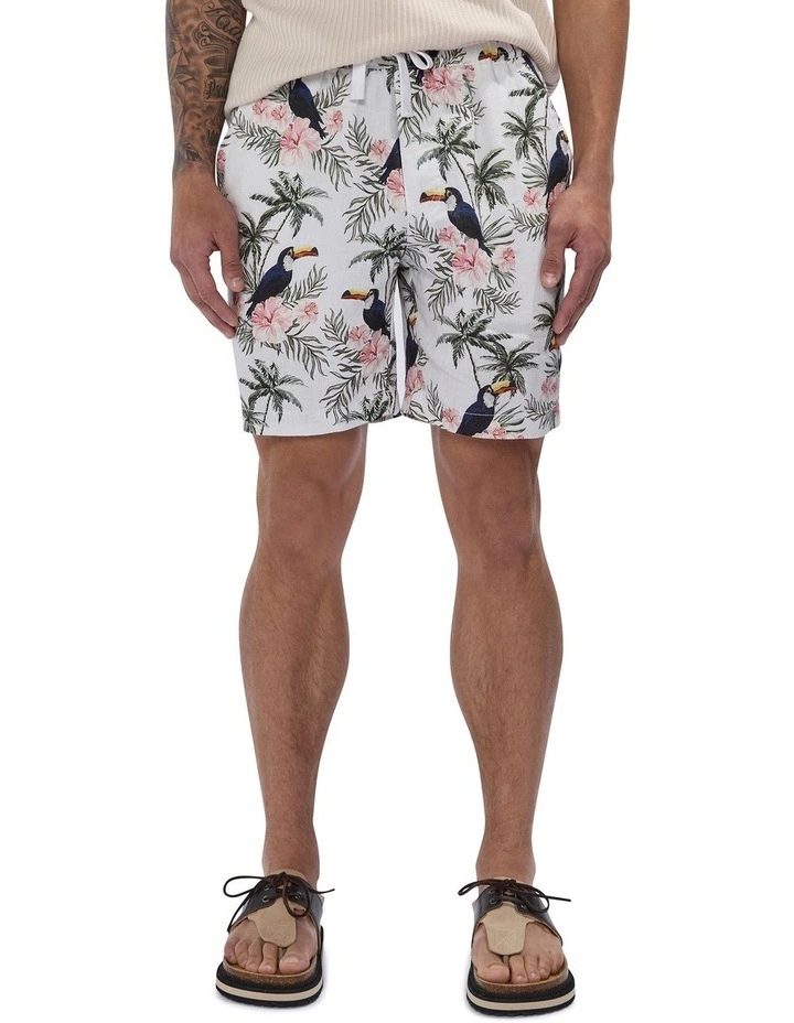 Tropical Thunder Linen Short in Ivory Multi image 2