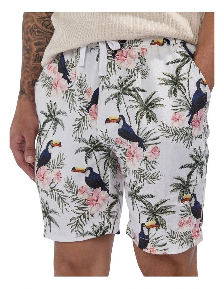 Tropical Thunder Linen Short in Ivory Multi image 3
