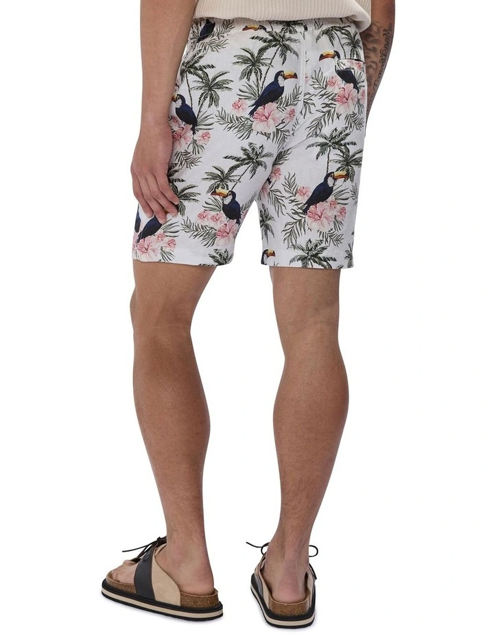 Tropical Thunder Linen Short in Ivory Multi image 4