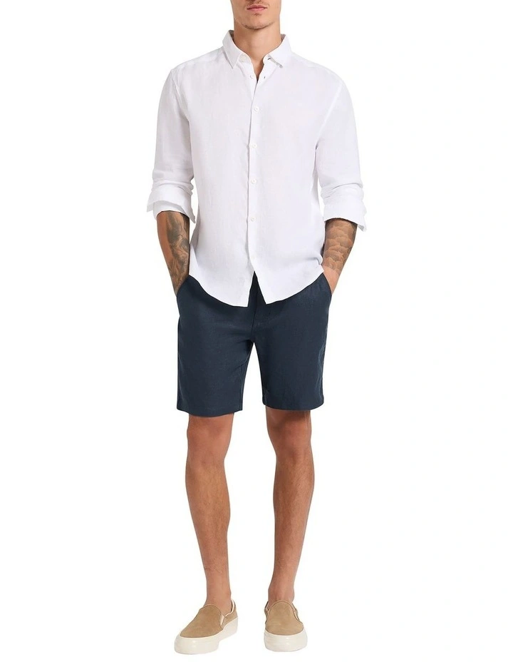 Hamish Linen Short in Navy image 1