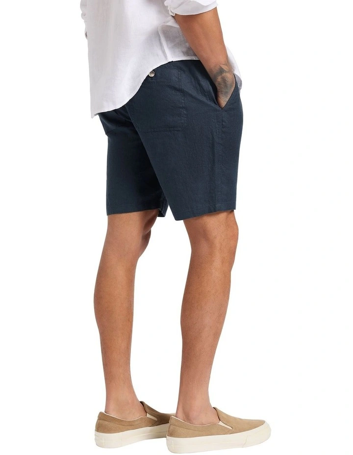 Hamish Linen Short in Navy image 3