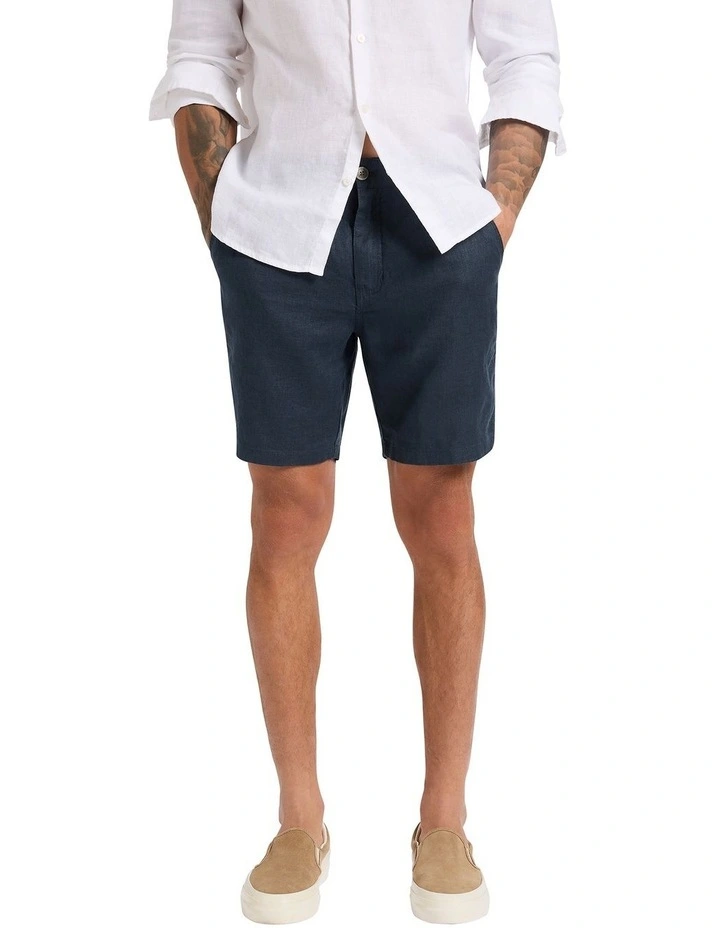 Hamish Linen Short in Navy image 4