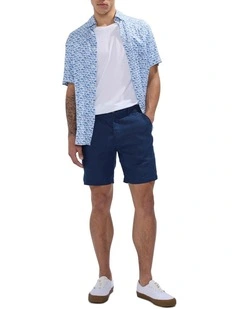 Mickey Linen Short in Navy