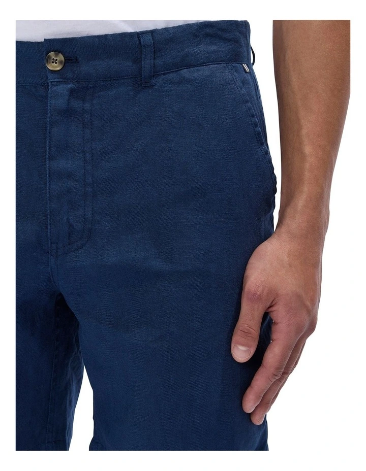 Mickey Linen Short in Navy image 3