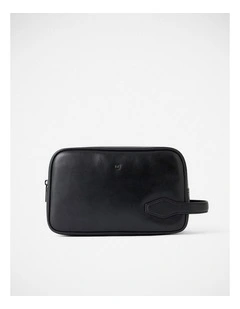 Ruben Leather Washbag in Black