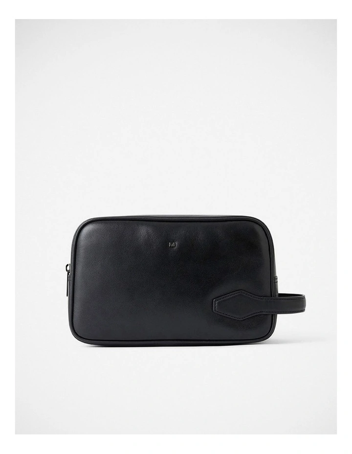 Ruben Leather Washbag in Black image 1