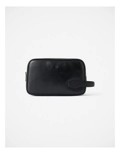 Ruben Leather Washbag in Black
