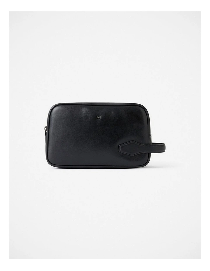 Ruben Leather Washbag in Black image 1