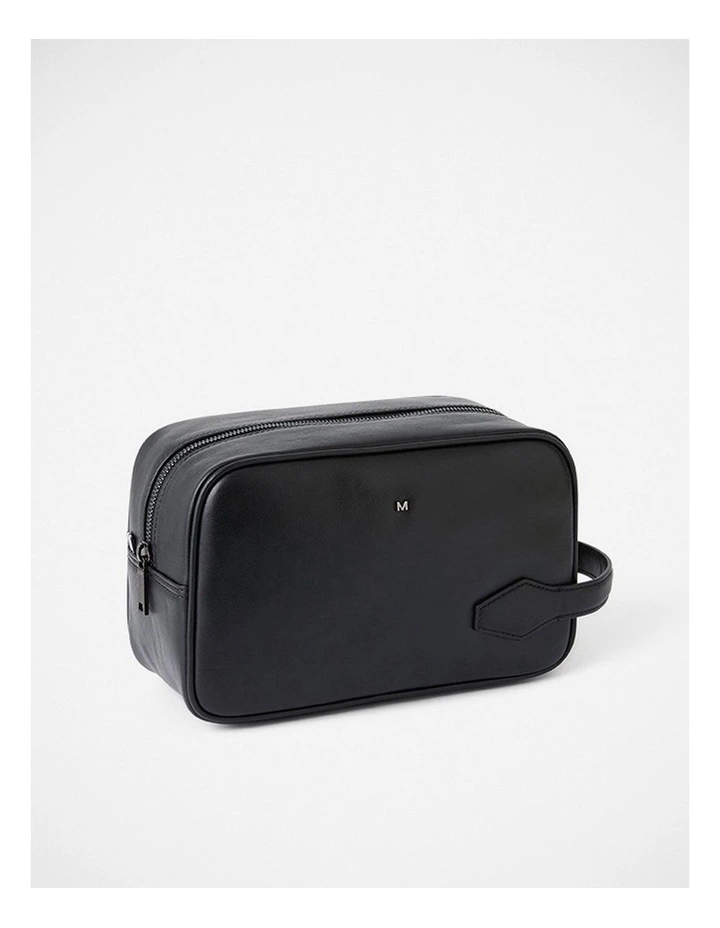 Ruben Leather Washbag in Black image 2