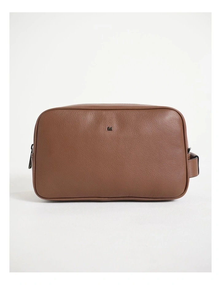 Dane Leather Washbag in Tan image 1