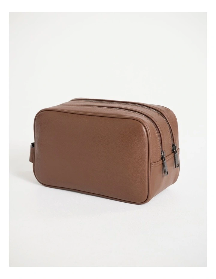 Dane Leather Washbag in Tan image 2