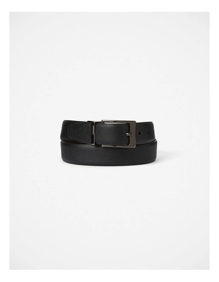 Oden Reversible Leather Belt in Black/Chocolate image 1