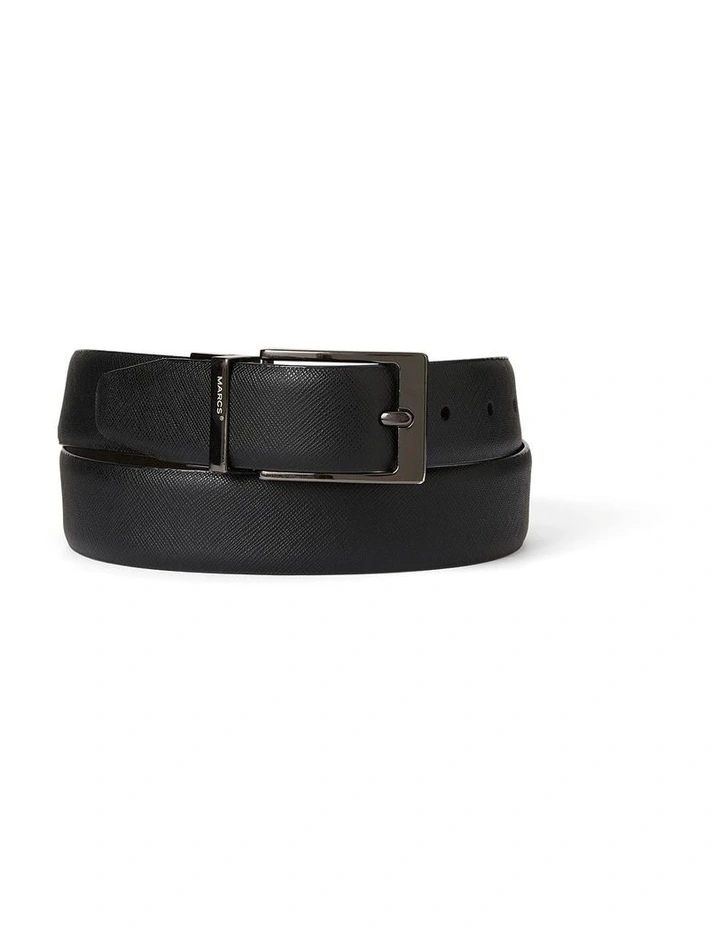 Oden Reversible Leather Belt in Black/Chocolate image 1