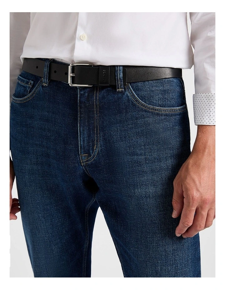 Oscar Leather Jeans Belt in Black image 2