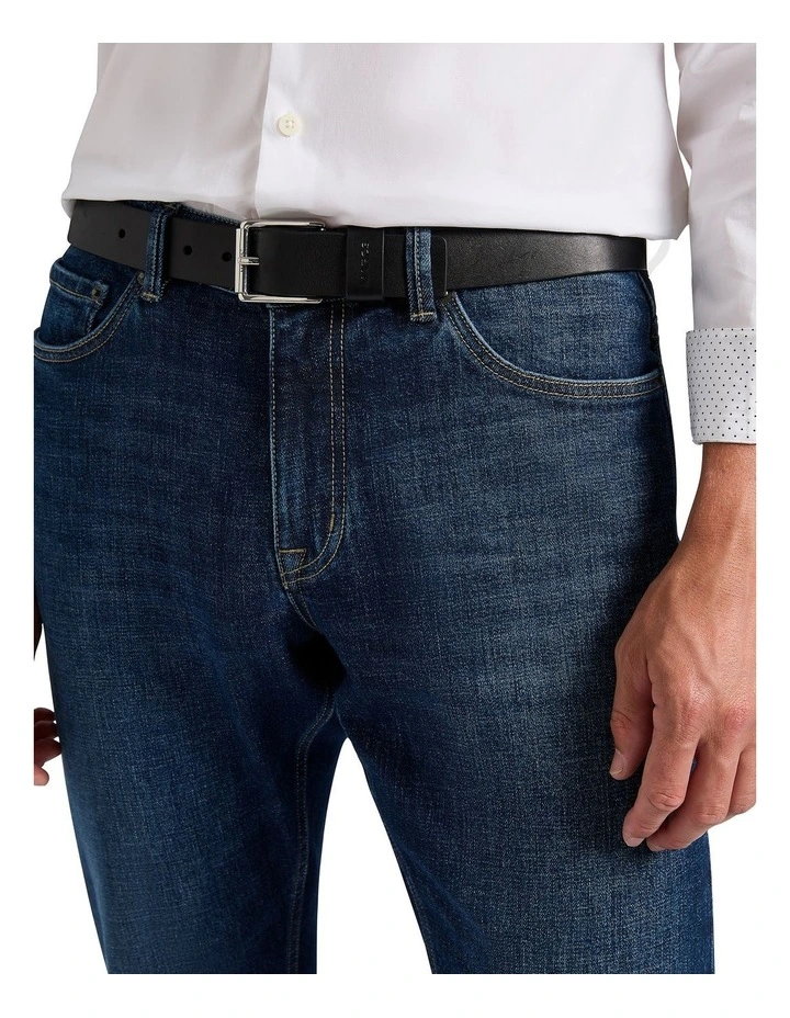 Oscar Leather Jeans Belt in Black image 2