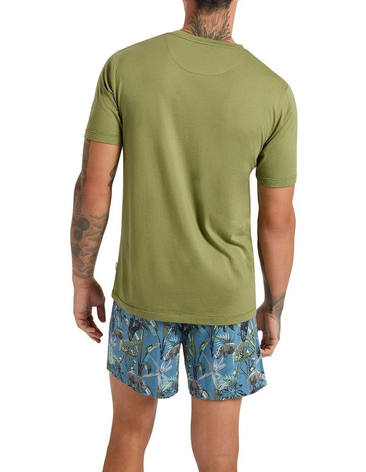 Rhino You're Mine Pj Short Set in Green Multi image 2