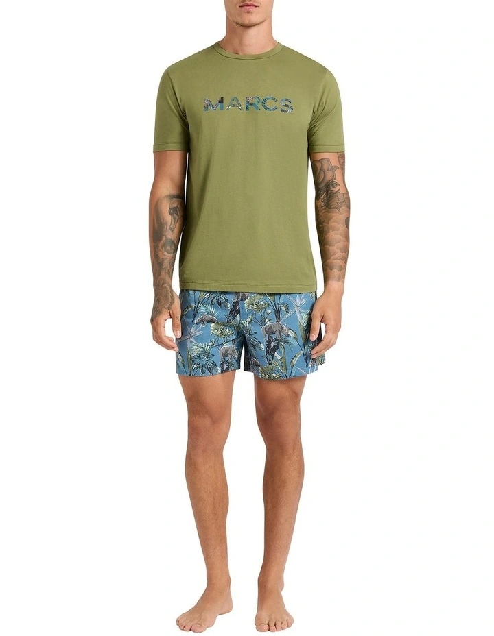 Rhino You're Mine Pj Short Set in Green Multi image 3