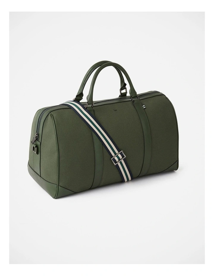 Mathias Leather Mix Holdall in Khaki image 1