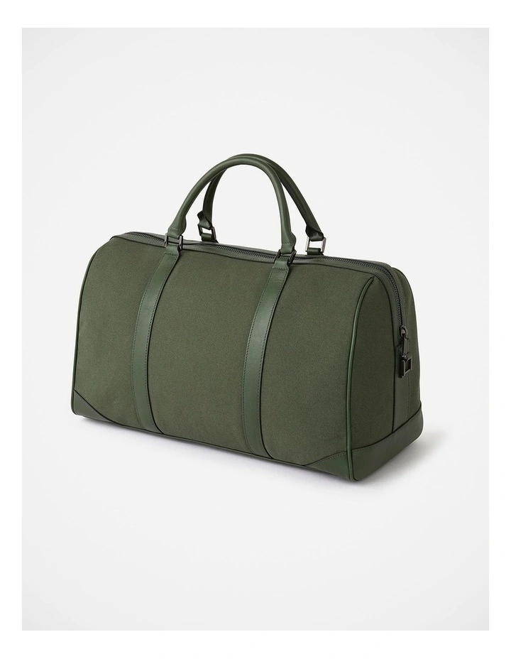 Mathias Leather Mix Holdall in Khaki image 2