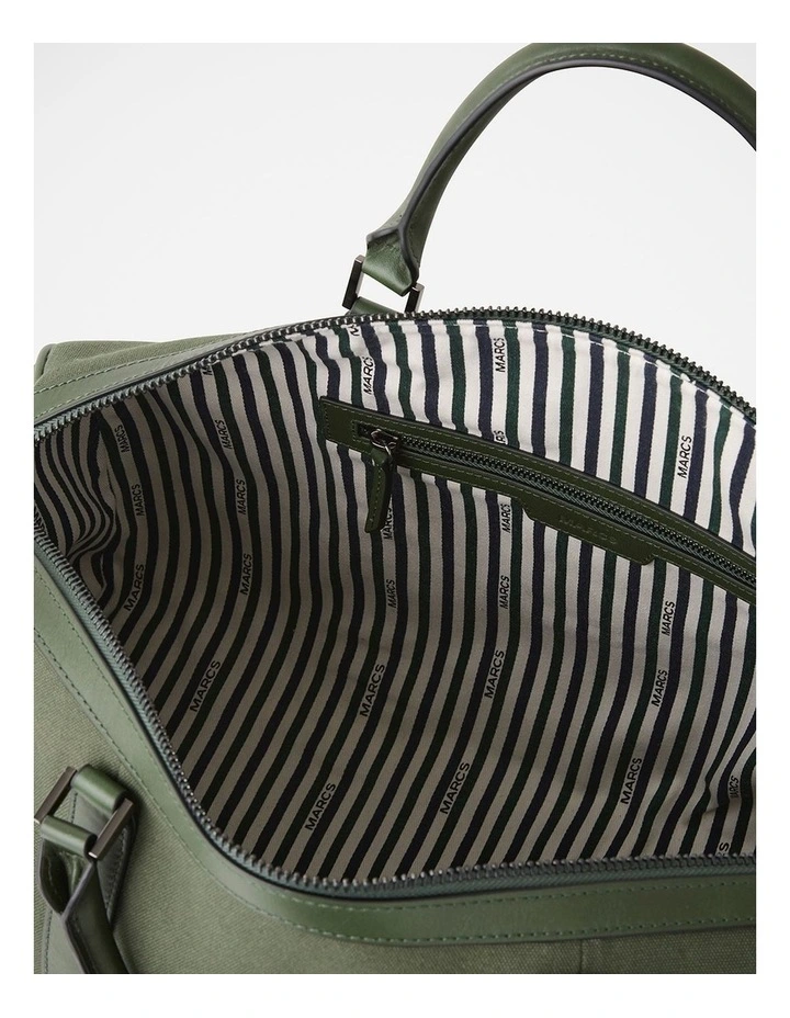 Mathias Leather Mix Holdall in Khaki image 4