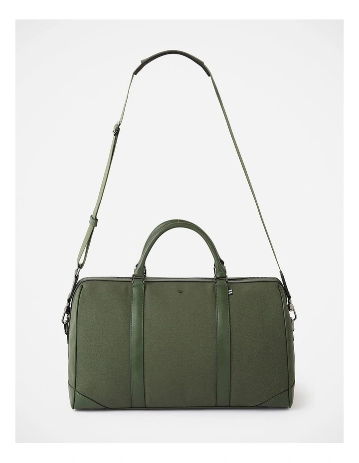 Mathias Leather Mix Holdall in Khaki image 5