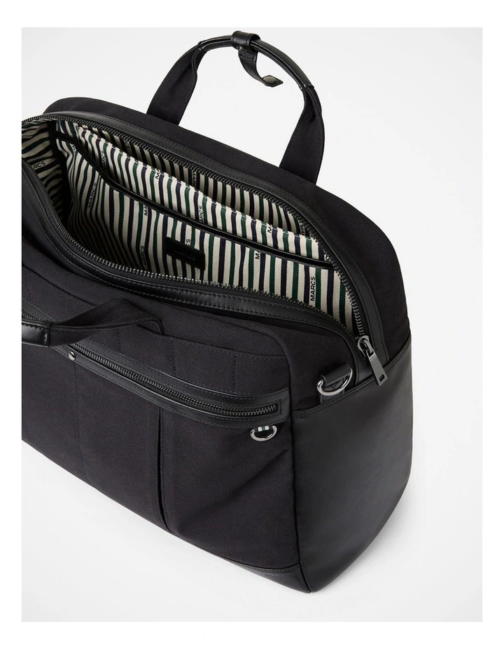 Marius Leather Trim Holdall in Black image 3