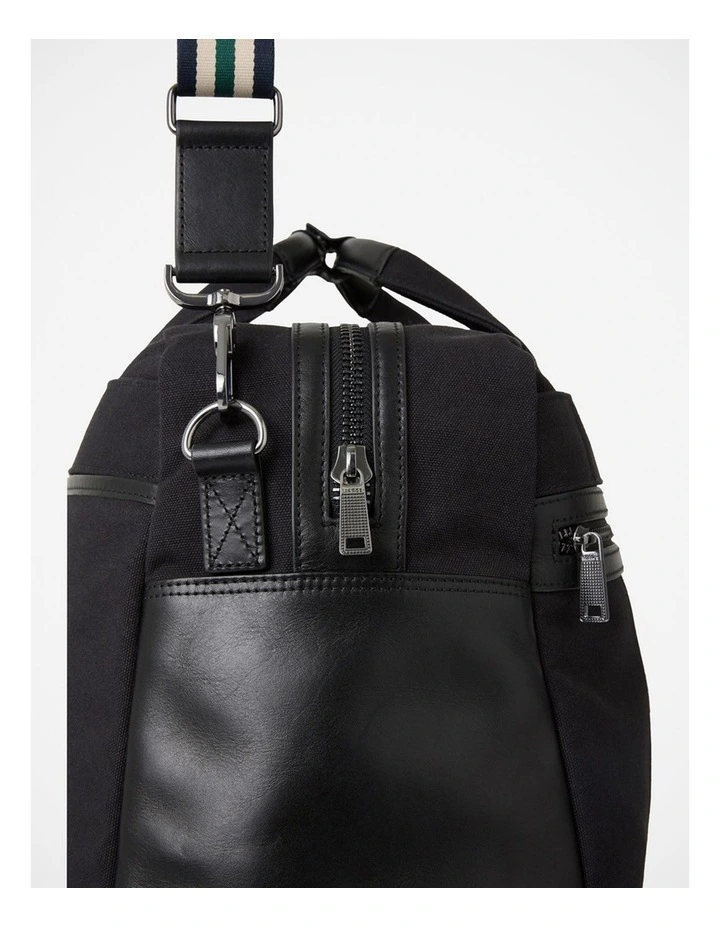 Marius Leather Trim Holdall in Black image 4