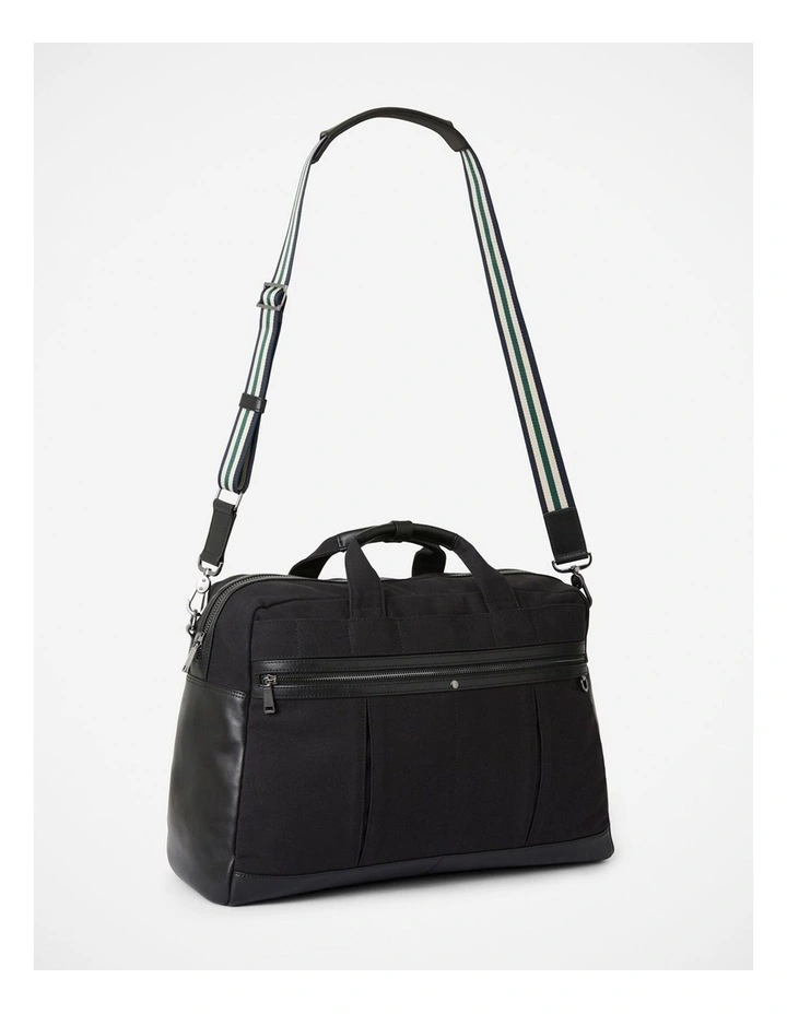 Marius Leather Trim Holdall in Black image 5
