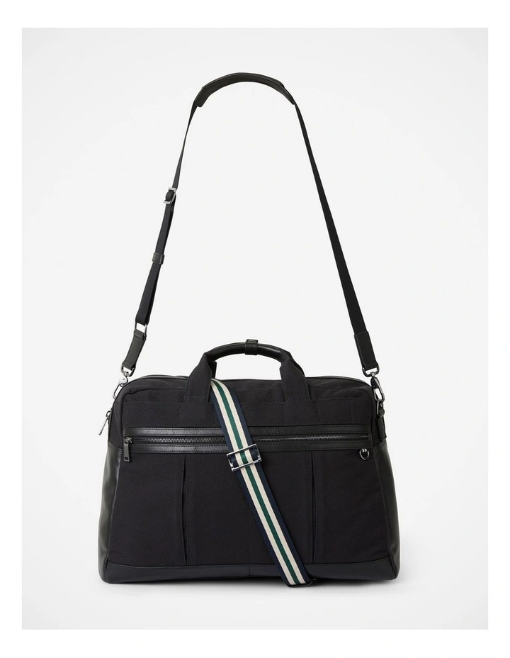 Marius Leather Trim Holdall in Black image 6