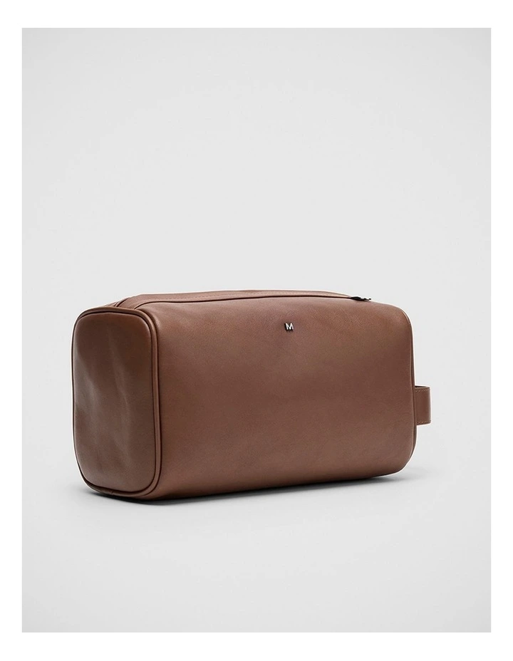 Hayden Leather Washbag in Tan image 1