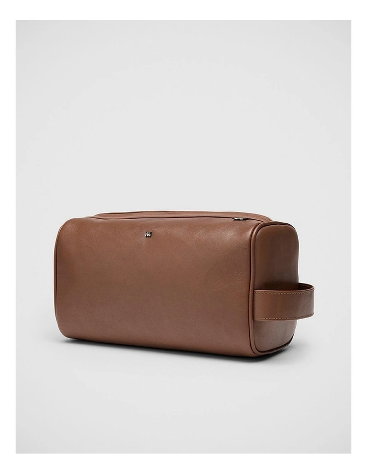 Hayden Leather Washbag in Tan image 3