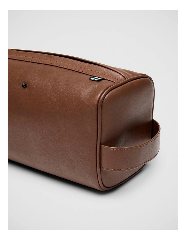 Hayden Leather Washbag in Tan image 5