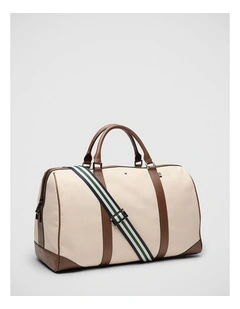 Ryder Leather Mix Holdall in Neutral/Tan