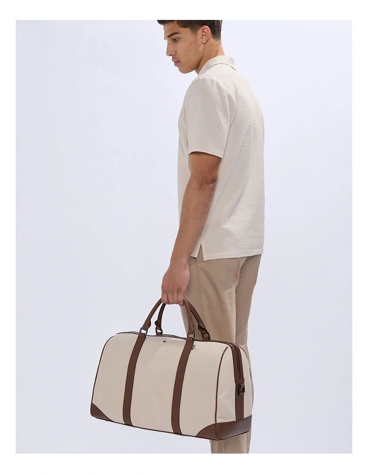 Ryder Leather Mix Holdall in Neutral/Tan image 2