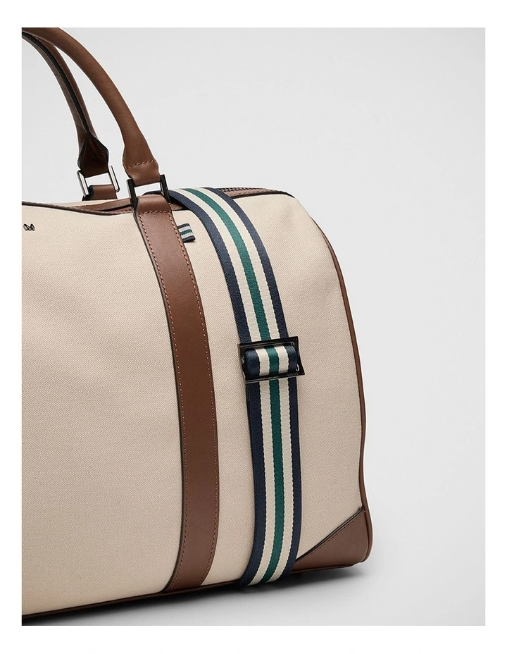 Ryder Leather Mix Holdall in Neutral/Tan image 4