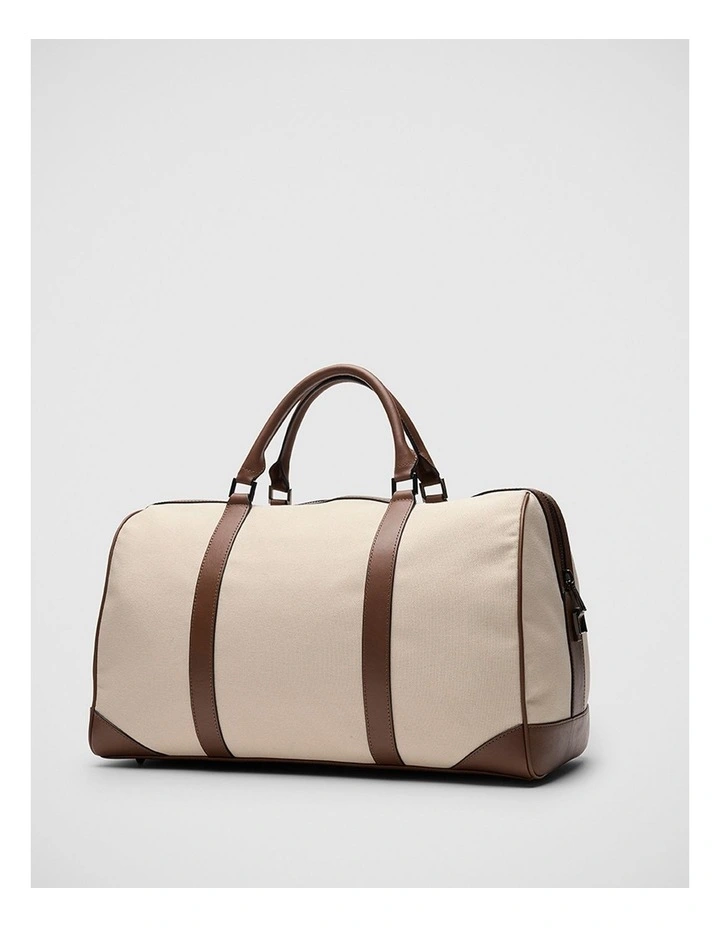Ryder Leather Mix Holdall in Neutral/Tan image 5