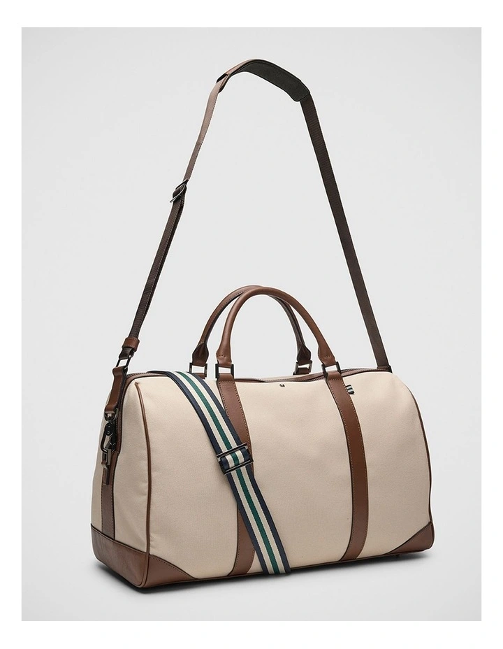 Ryder Leather Mix Holdall in Neutral/Tan image 6