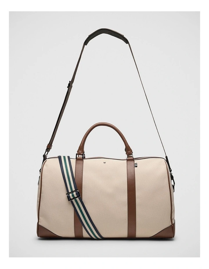 Ryder Leather Mix Holdall in Neutral/Tan image 7
