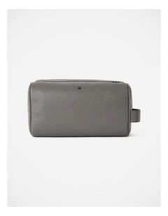 Hayden Leather Washbag in Smoke