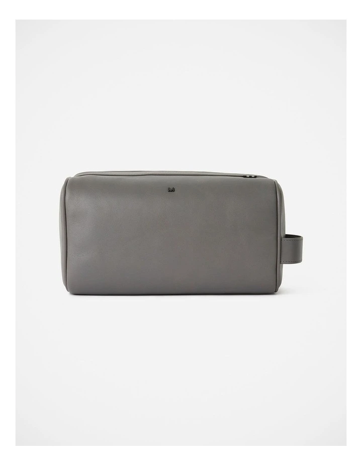 Hayden Leather Washbag in Smoke image 1