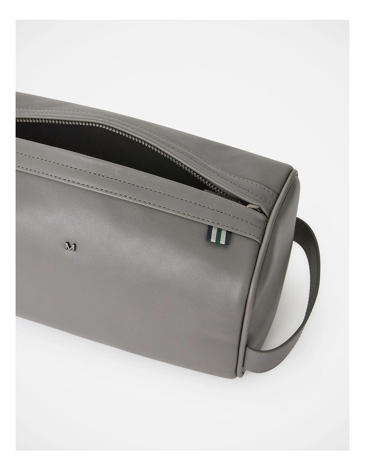 Hayden Leather Washbag in Smoke image 2